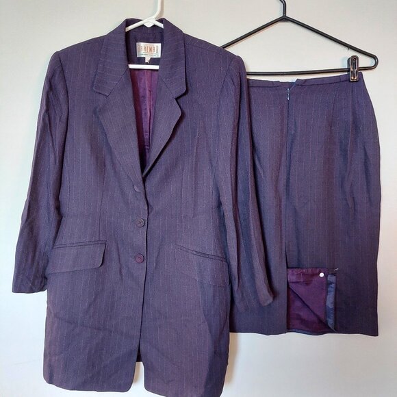 Braemar By Jeremy Scott Long Blazer/Dress Skirt Suit Set, Dark Purple Size 8/10 - Picture 1 of 12